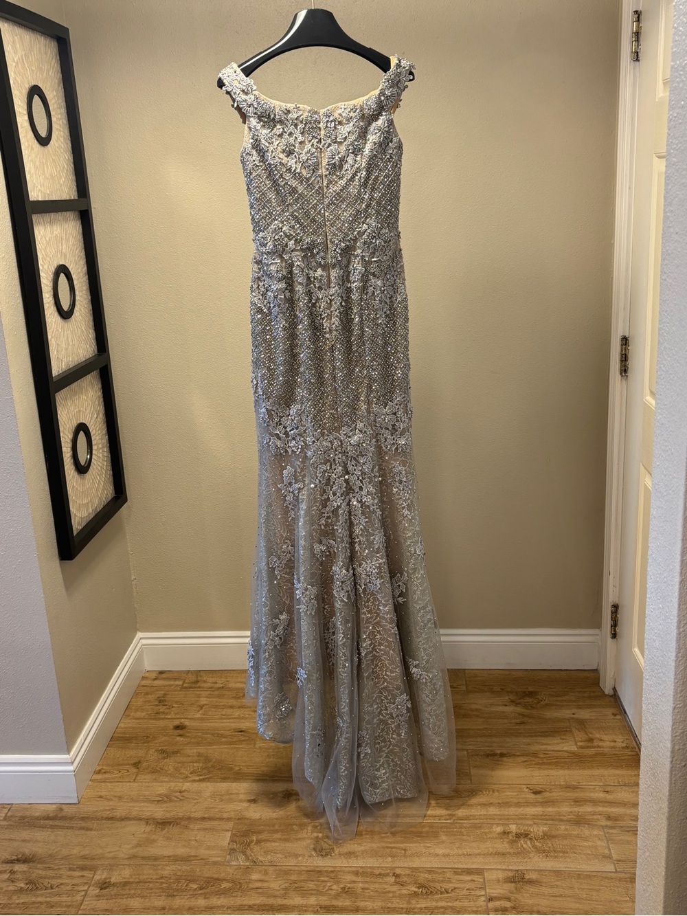 Terani Couture Silver/Nude Beaded Lace Formal - Picture 12 of 16